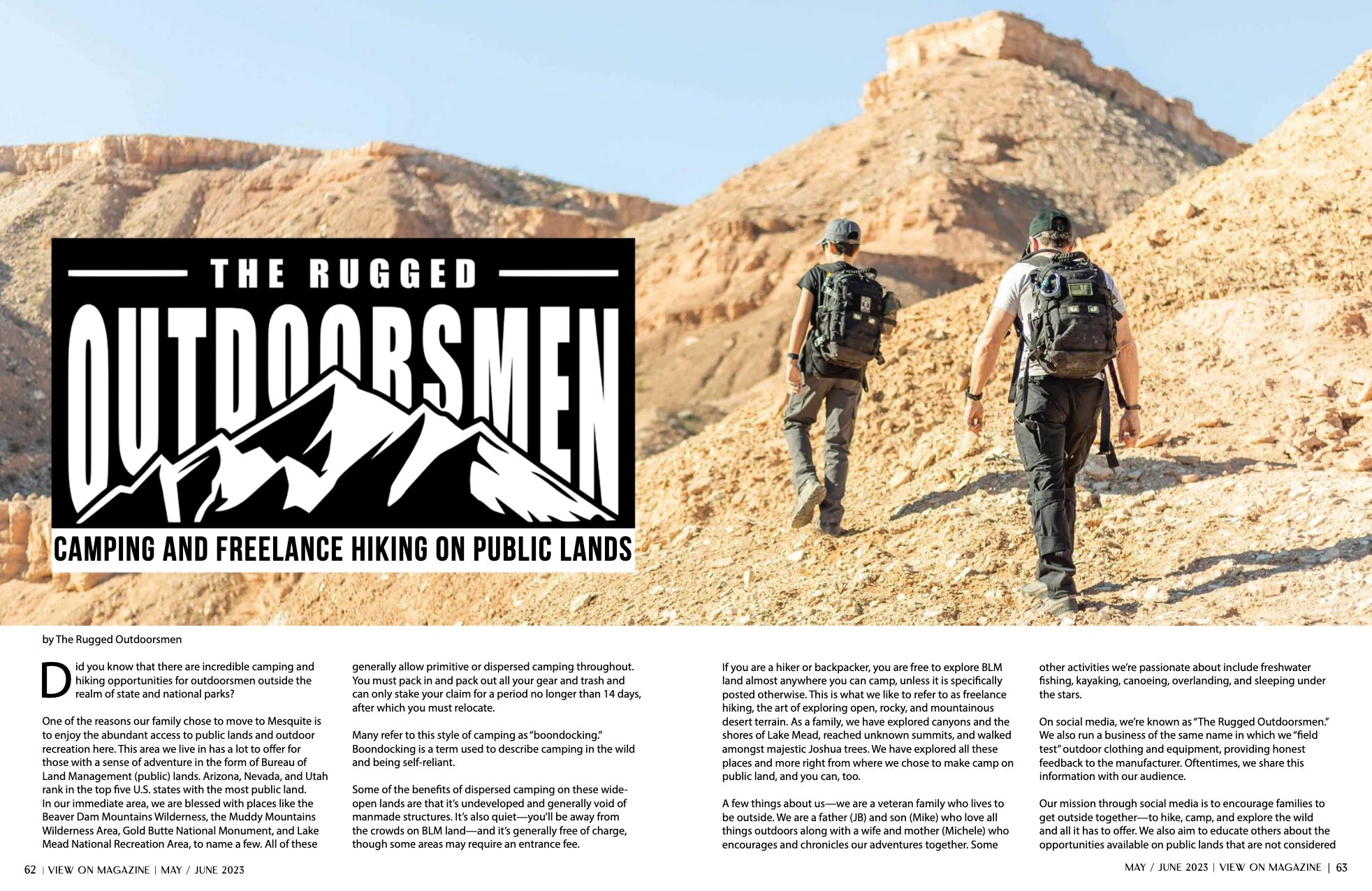 View On Magazine feature: The Rugged Outdoorsmen, camping and freelance hiking on public lands